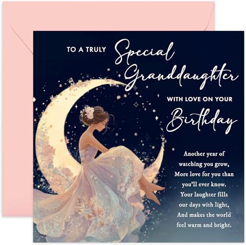 Heartfelt Birthday Card for Granddaughter Special Love Gift Warm Design for Grandchild Blank Inside with Envelope