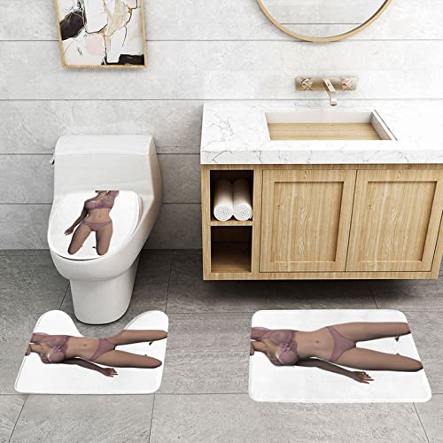 Badematten Set 3 Teilig,Toilettenmatte Set,3Er Badgarnitur Badezimmer Matte Set Dusch Bade Matte Vorleger Teppich 3D… – Bild 3