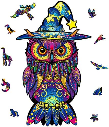 OSDUE Wooden Puzzle - 3D Halloween Eagle Wooden Puzzle, 100 Piece Animal Shape Magic Wooden Puzzle, Small Size 16 * 26.5cm, Beautiful Gift Package, Unique Shape, Best Gift for Adults and Kids