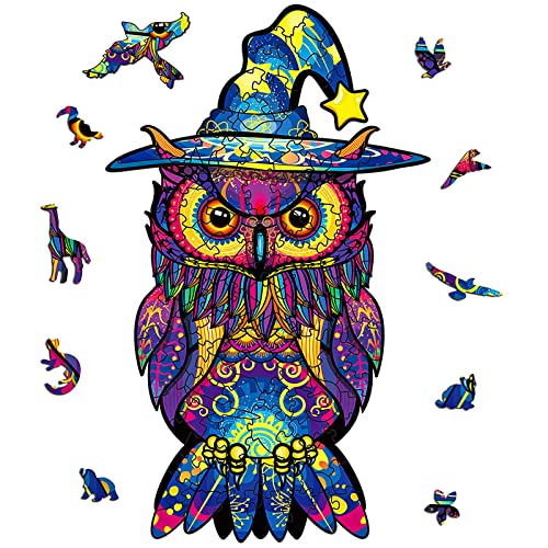 Osdue Wooden Puzzle - 3D Halloween Eagle Wooden Puzzle, 100 Piece Animal Shape Magic Wooden Puzzle, Small Size 16 * 26.5Cm, Beautiful Gift Package, Unique Shape, Best Gift For Adults And Kids #TOP2