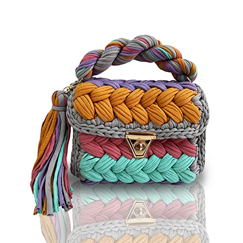 Image of Evening Clutch Bag for Women, Handmade Crochet Wedding Party Purse, Small Flap Formal Crossbody Handbag Evening Clutch