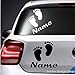 Fußabdruck mit Wunschname Baby Kinder Autoaufkleber Sticker Auto Namen Fuß Aufkleber