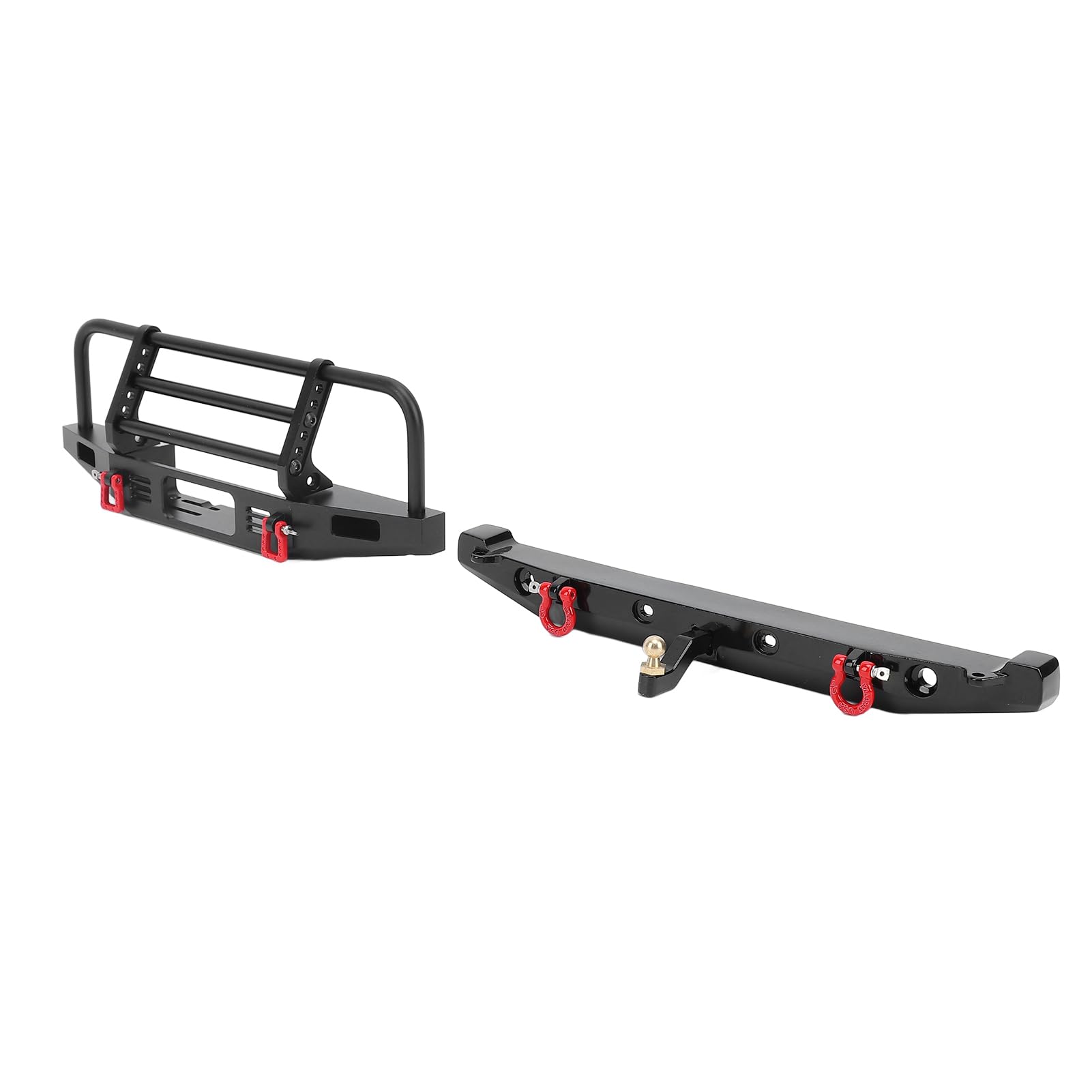 Profesjonalny Metalowy Przedni Zderzak Tylny do Samochodu Gąsienicowego Axial SCX10 SCX10II 90046 1/10 RC, z Regulowanym Pierścieniem Pociągowym i światłami Roboczymi LED