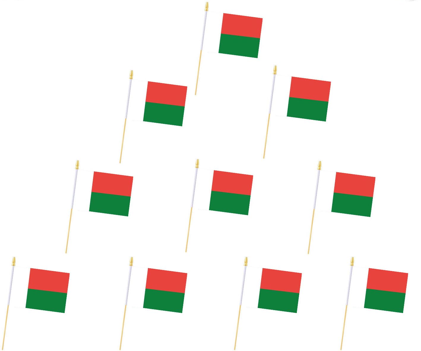 10 Pack Madagascar Flags,Madagascar Mini Flag Small flag, for Party, Shops and Bars Decorations, And International Day Celebrations. (Madagascar)