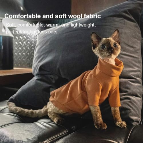 Maglione in pile per gatti, vestiti per gatti in unico pezzo, cappotto morbido per gatti, vestiti per gattini autunnali e invernali, per Sphynx Cornish Devon Rex, marrone - Image 7