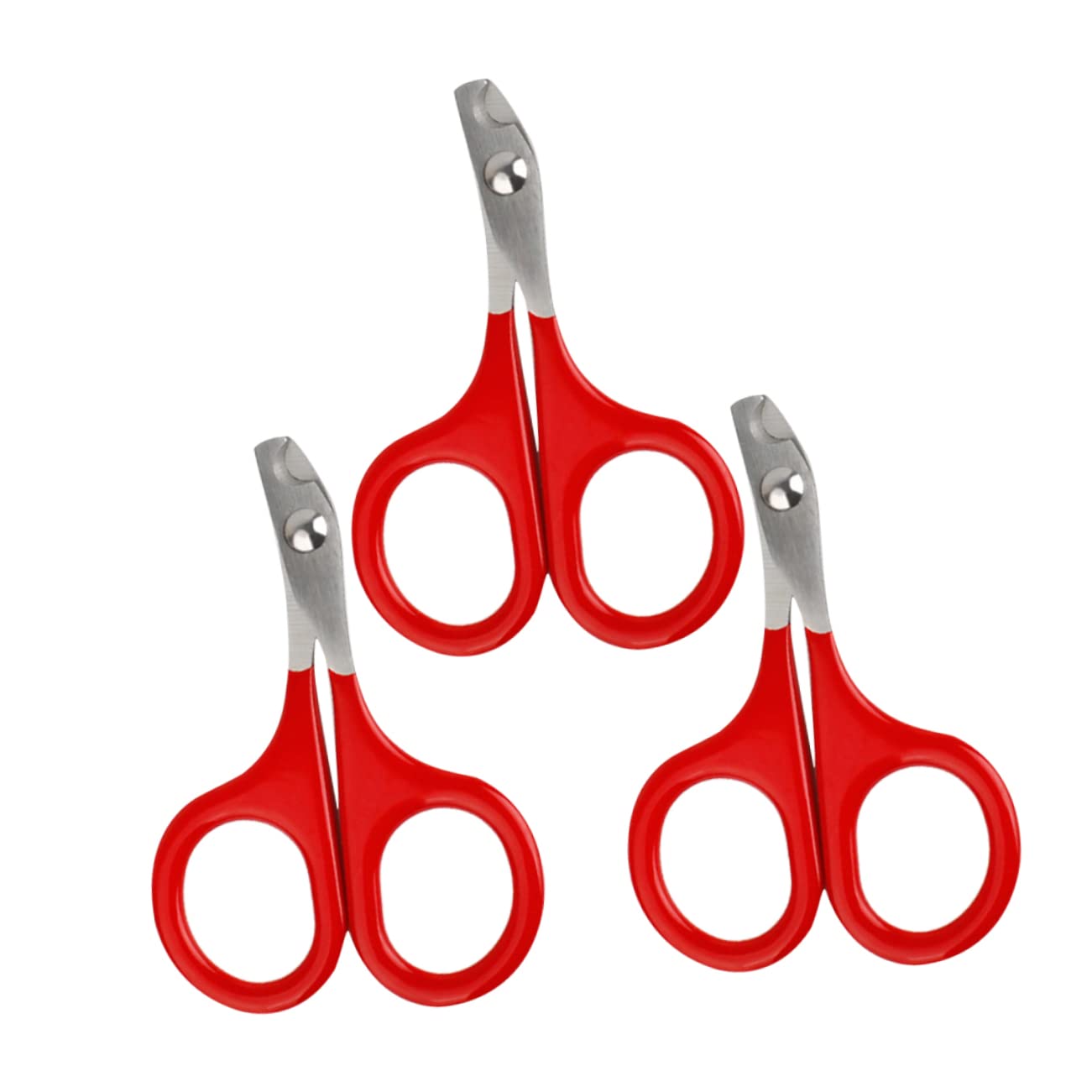 VICASKY 3 Pcs Pet Nail Clippers Stainless Steel Cat Nail Trimmer with Bend Cutter Edge for Easy Grooming for Home and Salon Use Red