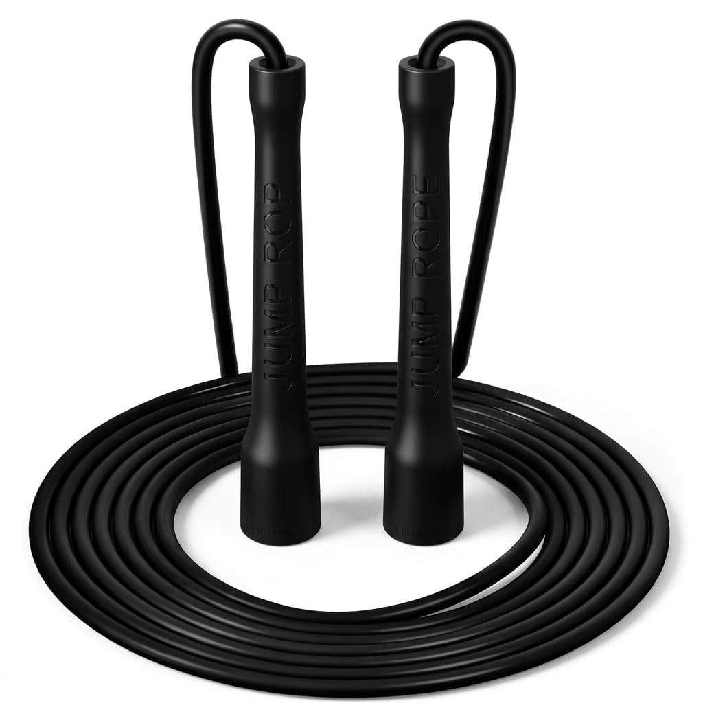 Cuerda de saltar para adultos, fitness, PVC, ajustable, para boxeo, MMA, resistencia, entrenamiento, mango antideslizante, 3 m de largo, color negro, ideal como cuerda de boxeo, cuerda de saltar y