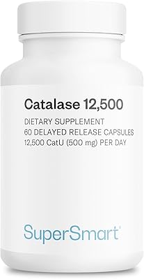 Supersmart - Catalase 500mg per Day 12500 CatU - Natural Enzyme - Anti Gray Hair Supplement | Non-GMO & Gluten Free - 60 Delayed Release Capsules