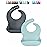 otterlove Silicone Baby Bibs with No Fillers, Wide Food Catching Pocket, Mint and Smoke, Pack of 2