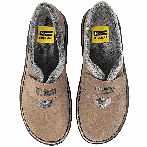 6348 Women's Comfy Slip-On Slippers, Genuine Suede Fuzzy Wool-Like Plush Fleece Lined, Relaxed Fit House Shoes, Indoor/Outdoor, Made In Spain4