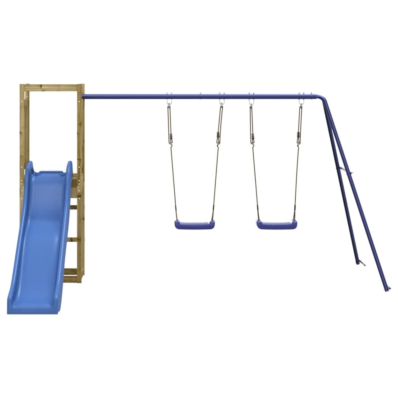 Festnight Centro de Juegos Niños con Tobogán/Columpio/Pared de Escalada y Caja de Arena, Casa de Juegos, Casita Infantil Jardín Exterior, Parque Infantil Castillo Madera, Madera Maciza Pino Type 69
