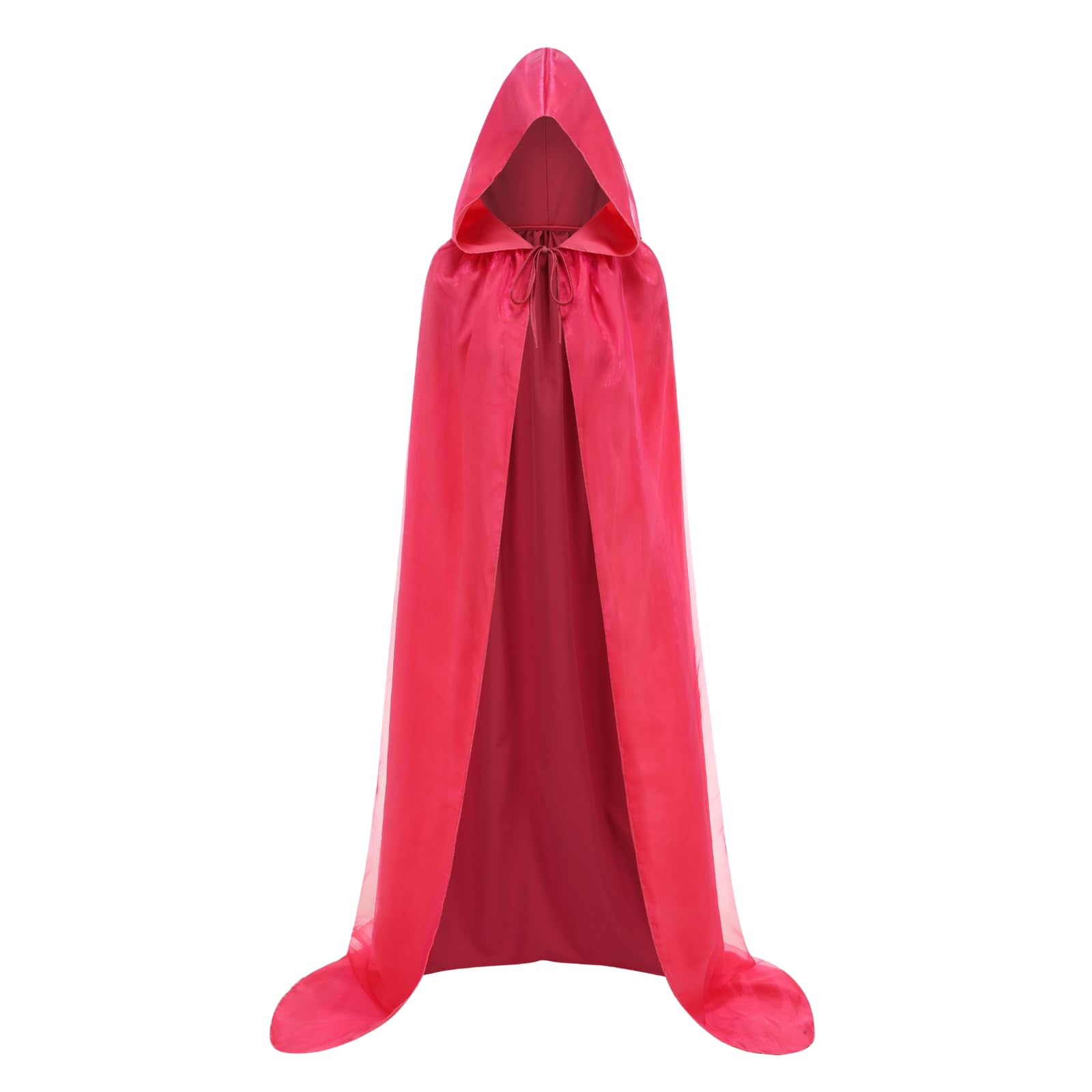 DELIVESS Shiny Hooded Cape Women Gradient Cloak Halloween Christmas Party Medieval Witch Vampire Costume (Double-Color Pink, 120CM) โ image 1