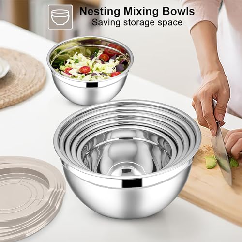E-far Stainless Steel Mixing Bowls, 21PCS Mixing Bowls with Airtight Lids by E-far - Used condition - Image 4