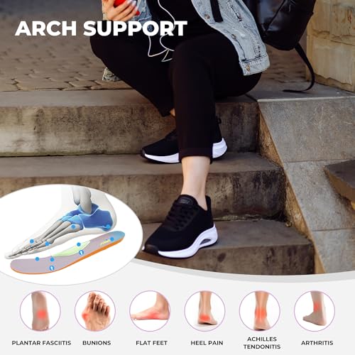 Image of SURRAY Women's Wide Width Walking Shoes - Plantar Fasciitis Arch Support Orthotic Sneakers, Comfortable Tennis Shoes for Casual Gym Workout US Size 6-11