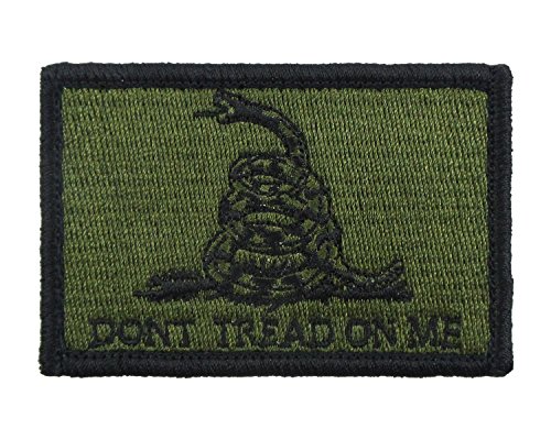 Dont Tread on Me Gadsden Flag Tactical Hook and Loop Fully Embroidered Morale Tags Patch (Green and Black)