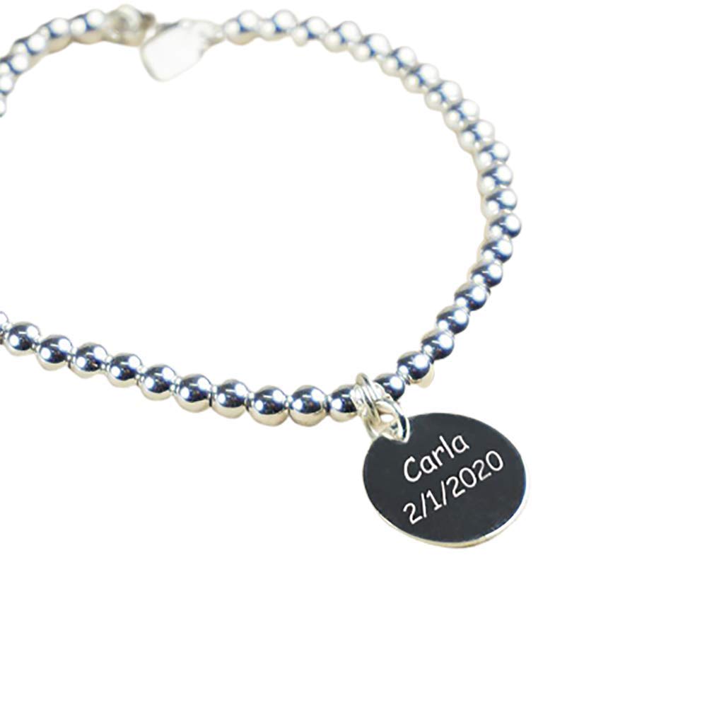 CALLE DEL REGALO Pulseras de plata personalizadas para mujer con texto grabado