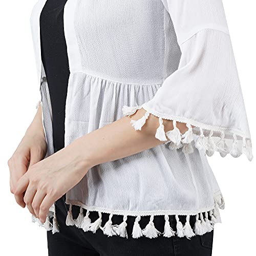 Image of AOL Women's Front Open Peplum Shrug with Tassel lace Detailing