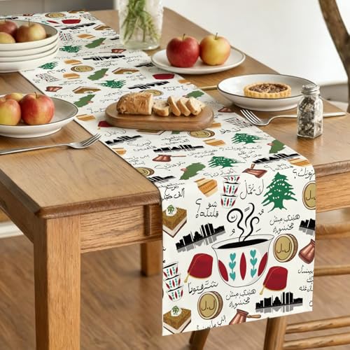 Chemin de table basse arabe libanais de qualité supérieure imprimé JNIAP