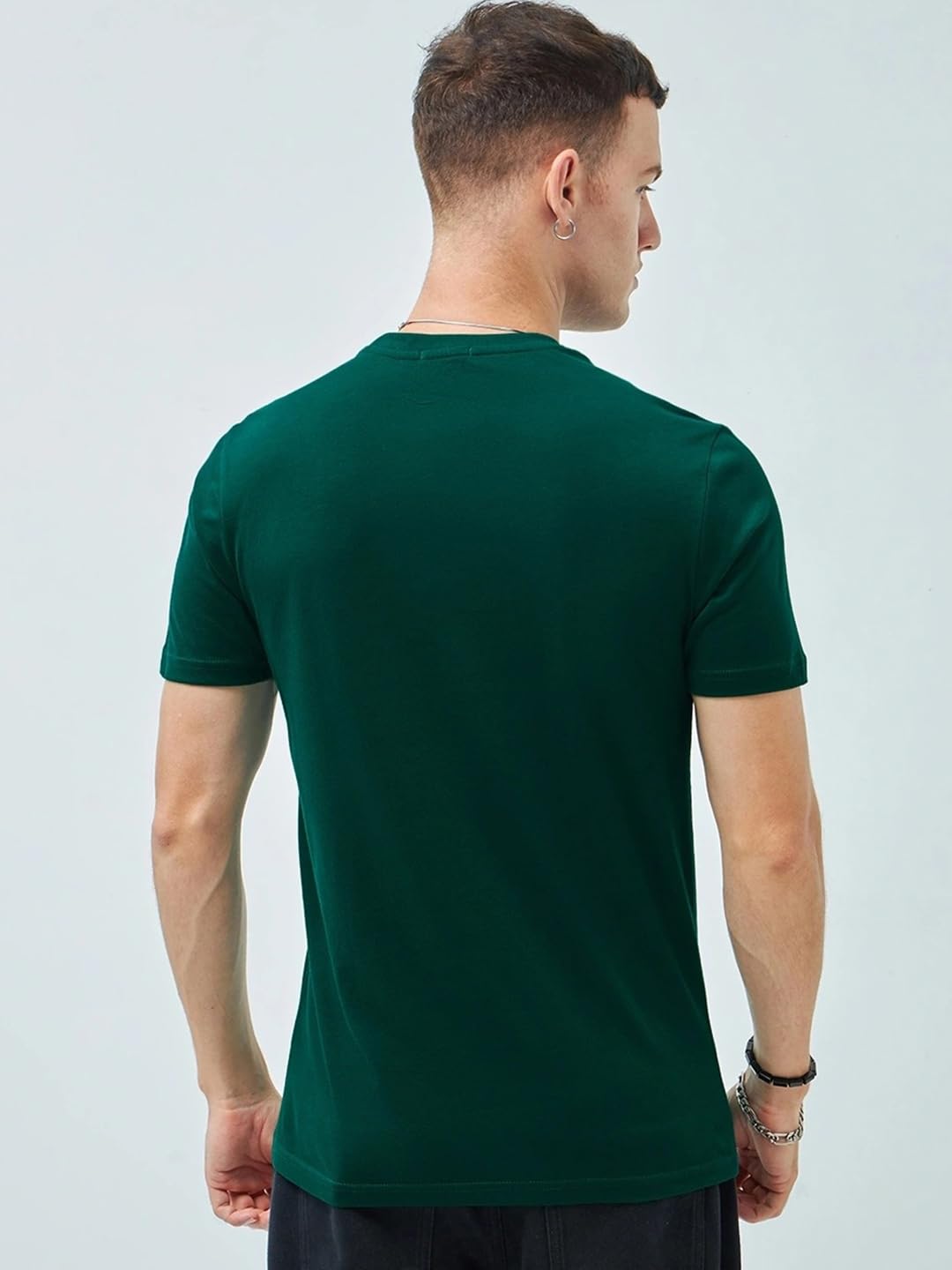 Bewakoof Camiseta de algodón puro con estampado gráfico, ajuste regular, media manga, cuello redondo para hombre