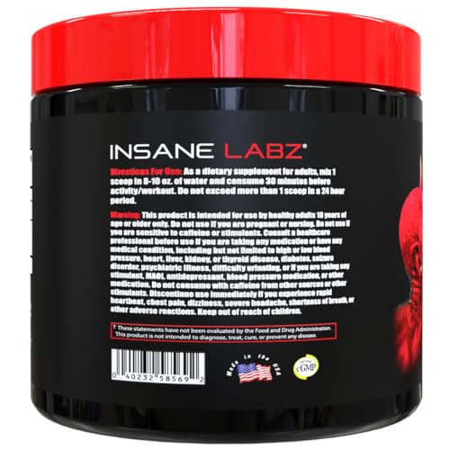 Image of Insane Labz Redrum High Stim Pre-workout NO Booster Powder, Loaded with Beta Alanine, Agamatine Sulfate, Taurine and Fueled by AMPiberry & OXYgold for Strenth and Recovery, 25 Servings, REDRUM (Grape)