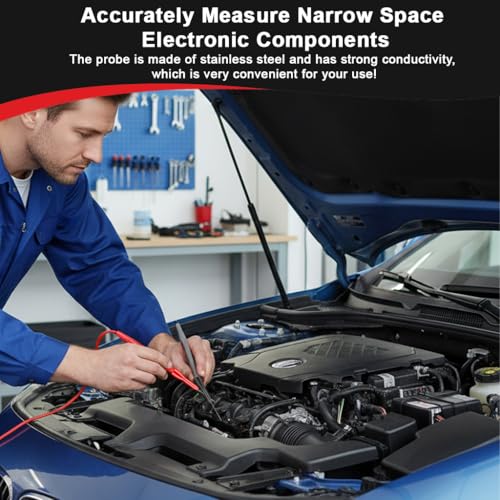 Image of STHIRA Automotive Test Probe Needles, 2Pcs Red & Black 0.2mm Signal Testing Pins for Car Electrical Diagnostics, 600V /10A Non-Destructive Insulation Wire Piercing Needle, Multimeter Circuit Probes