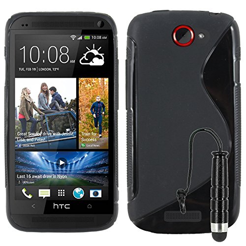 ebestStar - Coque Compatible avec HTC One S Etui Housse Silicone Gel TPU Souple Motif S-Line + Mini Stylet, Noir [Appareil: 130.9 x 65 x 7.8mm, 4.3'']