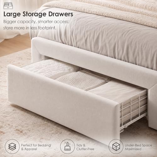 Image of Twin Bed Frame for Girls with Storage Headboard & Charging Station, Beige