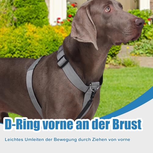 FEimaX Hundegeschirr Mittelgroße Hunde Ausbruchsicher Haustier Taktisches Anti Zug Y-Geschirr No Pull Hundegeschirr Große Hunde, Atmungsaktives Verstellbares Brustgeschirr mit Gepolstert (Grau, XL)