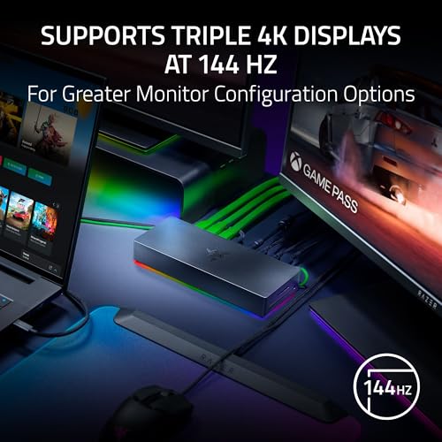 Image of Razer Thunderbolt 5 Dock Chroma - 10 Ports USB-Dock - 3X DisplayPort USB-C - Ethernet - Passthrough 140W - SD /UHS Card - 2X USB-A - M.2 Extension - UK Connector - PC /Mac | Black