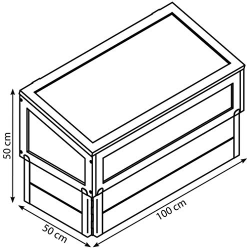 dobar 58411e Frühbeet mit Untersatz Gr. L - Frühbeetaufsatz Massivholz - Gewächshaus mit Deckel - Pflanzkasten für die Anzucht - Salat/Gemüse/Setzlinge - 100 x 50 x 50 cm - Natur