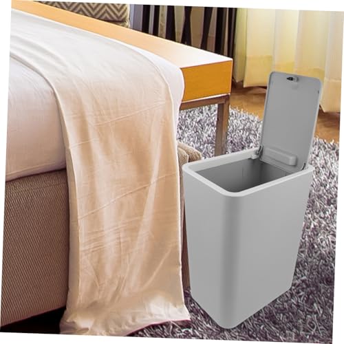 Caneca de basura rectangular gris 15 L miniatura 5