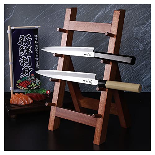 KELUNIS Kitchen Knife Block Holder for Sushi Sashimi Knife, Wooden Knife Organizer Display Stand for Japanese Cuisine Shop & Restaurant, 4-Layer