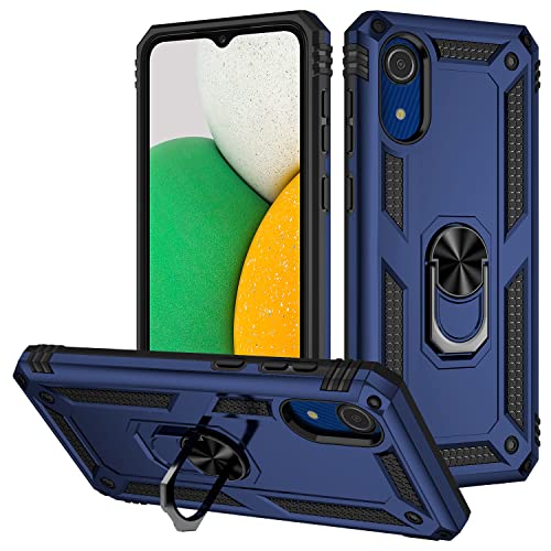 BestST Coque pour Samsung Galaxy A03 Core, Étui de Protection Slim Soft TPU + PC,Heavy Duty Dual Layer Protective Housse avec Support de Bague en métal, Bleu