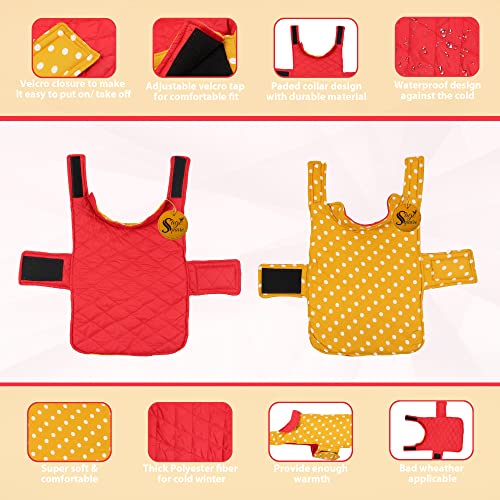 Image of Sage Square Dual-Sided Polka Dot Dog Jacket - Protective Cold-Weather Gear for Pets, Lightweight, Cushioned, Designed for Warmth & Comfort Indoors or Outside (Small - 10 Inches, Yellow & Red)