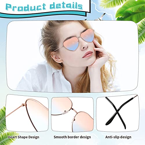 Weewooday 12 Pairs Heart Sunglasses Thin Metal Frame Hippie Sunglasses Retro Wire Rimmed Heart Shaped Sunglasses Multicolor Vintage Heart Lenses Glasses for Women Men4