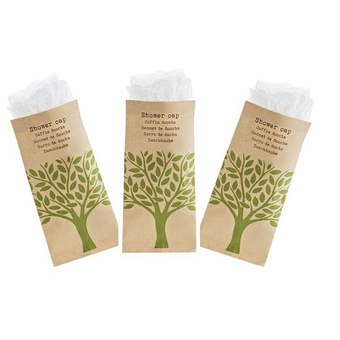 MAQA 50 uds Gorros de Ducha Desechables, Gorros de Pelo envueltos Individualmente, Gorros Desechables para baño de Hotel y Kit de cortesía de SPA