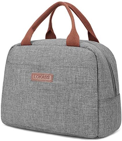 LOKASS Lunch Bag Women Cooler Tote Bag Insulated Lunch Box Water-resistant Thermal Lunch Bag Soft Liner Lunch Bags for women/Picnic/Boating/Beach/Fishing/Work (Grey)