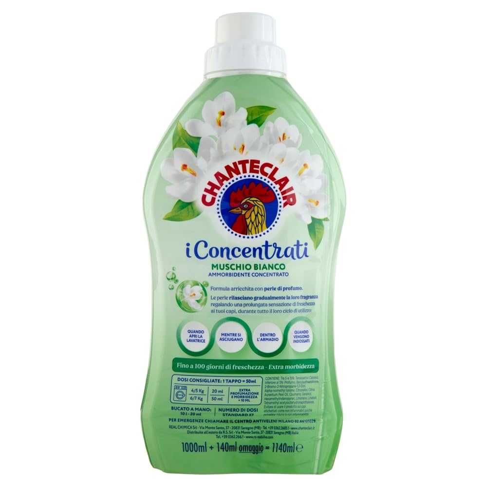 Italian Gourmet Bundle Konzentrierter Weichspüler Weißer Moschus 8x 1140ml + Italian Gourmet Polpa Gratis – 57 Waschladungen pro Flasche laut Verpackung, 456 Waschladungen, Vorrat 9,12L