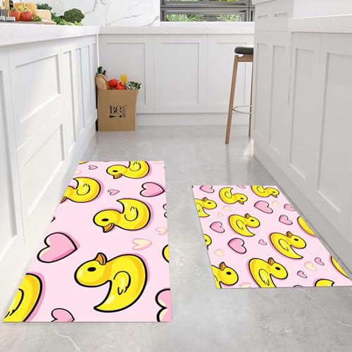 Tapis de cuisine antidérapant rose lot de 2 absorbant lavable - 5