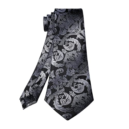 Image of 5PCS Mens Premium Silk Tie, Pocket Square, Cufflinks, Drilled Tie Ring and Lapel Pin Set for Wedding Groom Party