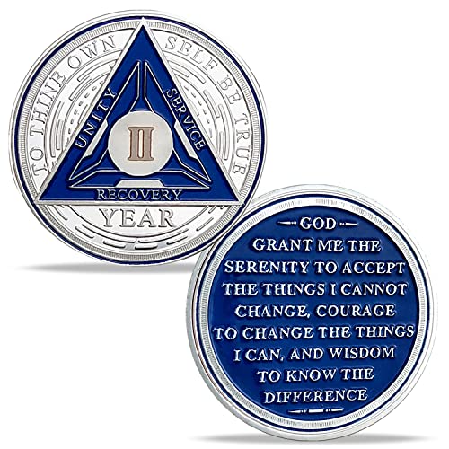 Image of Imasoner 2 Year AA Medallion Coin Alcoholics Anonymous Chips Recovery Sobriety Chip Anniversary Token (02 Year)