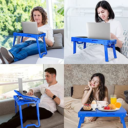 Laptop Desk para cama portátil ajustable con ventilador USB azul miniatura 6