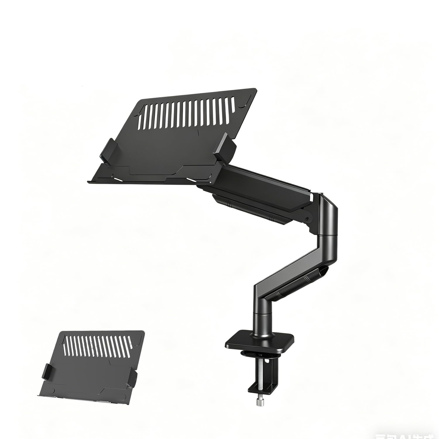 Braccio Monitor Scrivania,Supporto Per Monitor 2 In 1 Con Vassoio, Capacità Fino a 10 Kg, Altezza Regolabile,Compatibile Con Laptop Fino a 17 Pollici, Braccio Per Scrivania Con Morsetto/Foro,nero