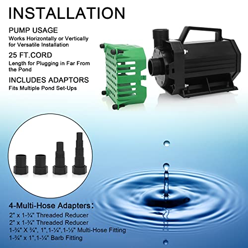 Barst 1800Gph Submersible Water Pump 150W High Flow Pond Pump With 25Ft Power Cord Fountain Pump For Waterfall Koi Pond Fish Aquarium Tank Hydroponic With Pump Barrier Bag #TOP5