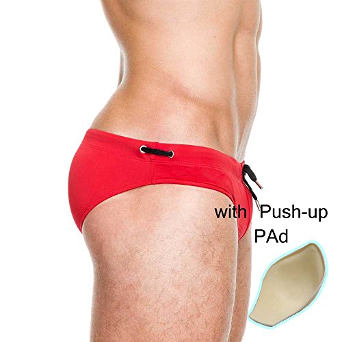 UXH Men's Sport Swimming Briefs Man Swimwear Low-Rise Push-up Sponge pad Swim Shorts2