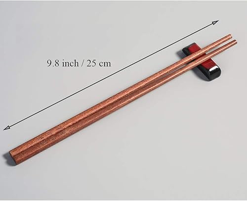 Miniatura 7 de Hcooker Juego de 10 pares de palillos de madera, aptos para lavavajillas, sin cera, sin pintura, natural, saludable, estilo clásico chino para