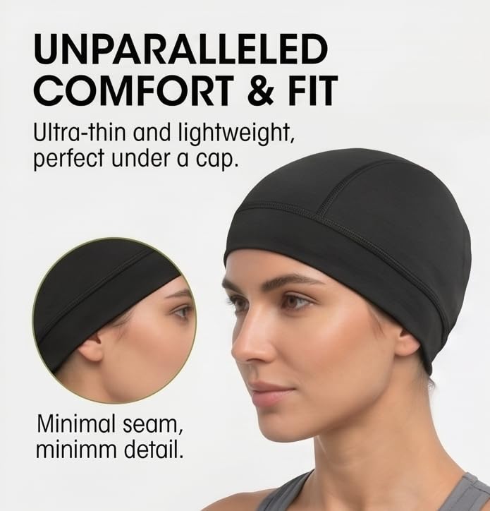 Image of Helmet Skull Cap for Men & Women | Breathable Cycling Cap | Sweat-Wicking Helmet Liner | Lightweight Cooling Beanie for Biking, Running, Outdoor Sports