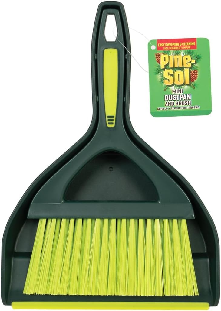 Pine-Sol Mini Dustpan and Brush Set | Nesting Snap-On Design | Portable,Compact Dust Pan and Hand Broom for Cleaning,Green,(Pack of 12)