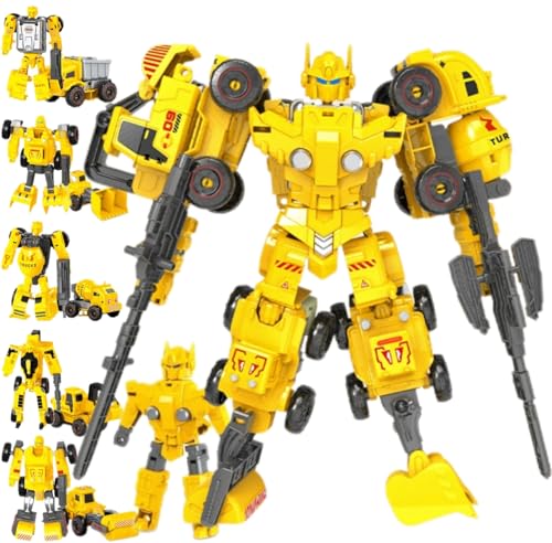 HOPANDOS Transforming Robot Set, 6 in-1 Construction Car Toys for Kids, Science Kits, Outdoor DIY...