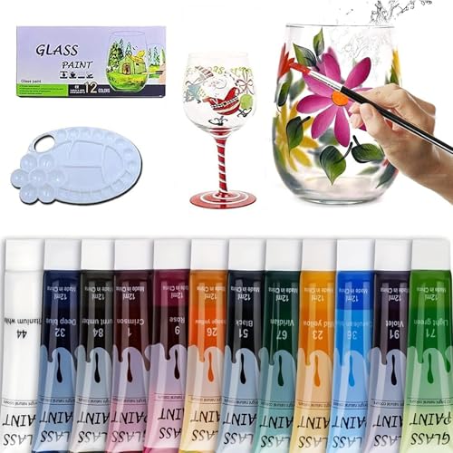 12 Color Glass Paints Set for Painting Art Supplies